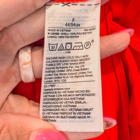 Banana Republic Poppy Red Pleated Maxi Dress-Adjustable Straps-Double Lined-SZ 8 - Picture 10 of 13